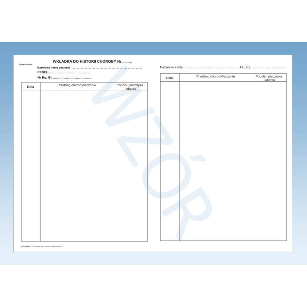 Wkładka do historii choroby 1/2 A-3 - bloczek 80 kartek