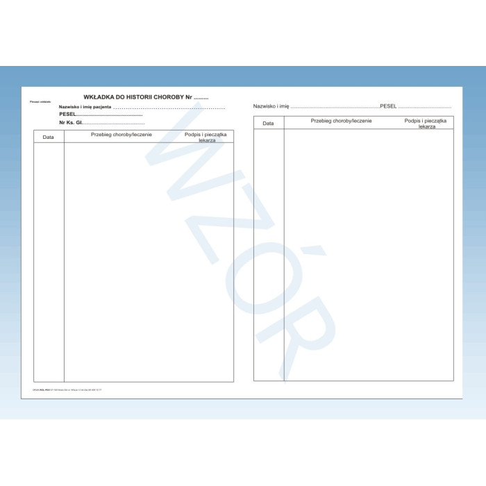 Wkładka do historii choroby 1/2 A-3 - bloczek 80 kartek